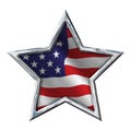 Chrome Star with Flag on white