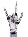 Chrome Steel Cyborg Hand Music Horn Gesturing 3d Illustration