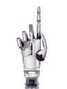 Chrome Steel Cyborg Pointing or Counting 3d Illustration