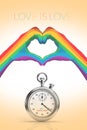 Chrome stopwatch with the word STOP HOMOPHOBIA. Royalty Free Stock Photo