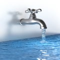 Chrome tap with a water stream Royalty Free Stock Photo