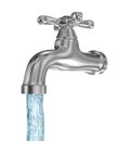 Chrome tap with a water stream Royalty Free Stock Photo