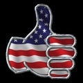 Chrome Thumbs Up with Flag on black Royalty Free Stock Photo