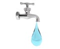 Chrome Water Tap with Drop Royalty Free Stock Photo