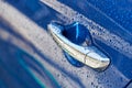 Chrome wet car handle Royalty Free Stock Photo