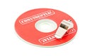 Chrome whistle on CD or DVD with confidential top secret data over white background - whistleblower concept Royalty Free Stock Photo