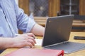 Chromebook being used for homework. Royalty Free Stock Photo