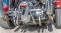 Chromed engine block of a trike. Royalty Free Stock Photo