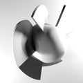 Chromed metallic propeller isolated on white background - 3D rendering illustration