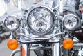 Chromed motorcycle front view Royalty Free Stock Photo