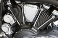Chromed powerful engine motorcycle motor Royalty Free Stock Photo