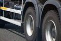 Chromed Truck Wheel Closeup. Heavy Duty Truck Wheel