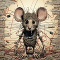 Chromepunk Mouse: A Chaotic Academia Poster With Wires And Straw