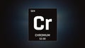 Chromium as Element 24 of the Periodic Table 3D illustration on grey background Royalty Free Stock Photo