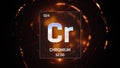 Chromium as Element 24 of the Periodic Table 3D illustration on orange background Royalty Free Stock Photo