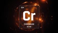 Chromium as Element 24 of the Periodic Table 3D illustration on orange background Royalty Free Stock Photo