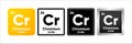 Chromium chemical element with 24 atomic number, atomic mass and electronegativity values. Periodic table concept. Logo