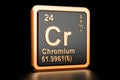 Chromium Cr chemical element. 3D rendering