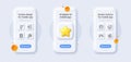 Chromium mineral, Donation and Coronavirus vaccine line icons pack. For web app. 3d phone mockups. Vector