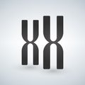 XX Chromosomes icon. Style is flat symbol, grey color, isolated on white background.