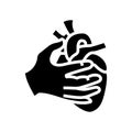 chronic heart palpitations disease symptom glyph icon vector illustration