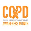 Chronic Obstructive Disease Pulmonary COPD Awareness month campaign banner. It features an orange ribbon and text