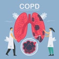 Chronic obstructive pulmonary disease or COPD. Lung have breathing problems and poor airflow. Vector illustration in flat design