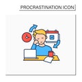 Chronic procrastination color icon