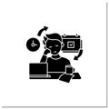 Chronic procrastination glyph icon