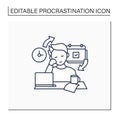 Chronic procrastination line icon