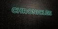 CHRONICLES -Realistic Neon Sign on Brick Wall background - 3D rendered royalty free stock image