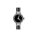 Chronometer black icon, vector sign on isolated background. Chronometer concept symbol, illustration Royalty Free Stock Photo