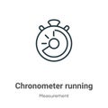 Chronometer running outline vector icon. Thin line black chronometer running icon, flat vector simple element illustration from