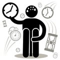 Chronophobia. Phobia. Fear of Passing Time. Silhouette Afraided man. Can be used as logo, icon, sticker, sign, etc