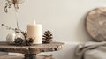 Chrsitmas Candle Wooden Decoration Table Rustic Cottagecore Minimalist Background