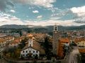 The chruch with golden dome and tower roof in Dobrinishte. Royalty Free Stock Photo