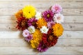 Chrysantemum autumn bouquet love heart colored
