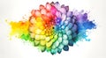 Chrysanthemum flower. LGBT illustration. Watercolor abstract rainbow and spray paint. Generative AI Royalty Free Stock Photo