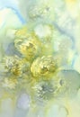 Chrysanthemum flowers watercolor background. Abstract salt made marble background.