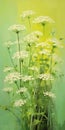 Vibrant White Flowers Painting With Green Background - Alena Aenami Style Royalty Free Stock Photo