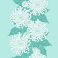 Chrysanthemum vintage pattern on green background