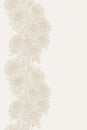 Chrysanthemums seamless border design, light beige, hand drawn vertical motiv