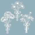 chrysanthemums. set template for laser cutting and Plotter. Flowers, leaves for decoration. Vector illustration. Sticker