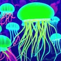 Chrysaora fuscescens jellyfish Giant jellyfish swimming in dark water. Royalty Free Stock Photo