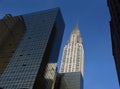Chrysler building and modern office buildings, New York - looking up, city buildings Royalty Free Stock Photo