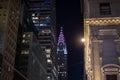 Chrysler Building at night. Historical building New York. Royalty Free Stock Photo