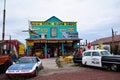 Chrysler Police Car in front of Historic Seligman Sundries Cafe.