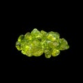 Chrysolite peridot on black background