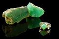 Chrysoprase Ring And Rough Royalty Free Stock Photo