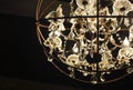 Chrystal chandelier close-up. Background with copy space Royalty Free Stock Photo